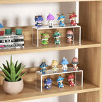 Aminigram 8 Pack Large Acrylic Risers Display Stands, Perfume Organizer Stand, Clear Acrylic Shelf for Show Display, Toys, Cupcake, Dorm, Classroom, Livingroom Decor and More(12.4 x 4 x 4.6 inches)