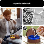 roygra Wooden Ash Tray with Lid (2 Pack), Outdoor Ashtray for Outside Patio, Smokeless Ashtrays for Cigarettes with 3 Holder, Smoking Accessories, Home Décor, Ashtrays for Smokers Indoor - Blue