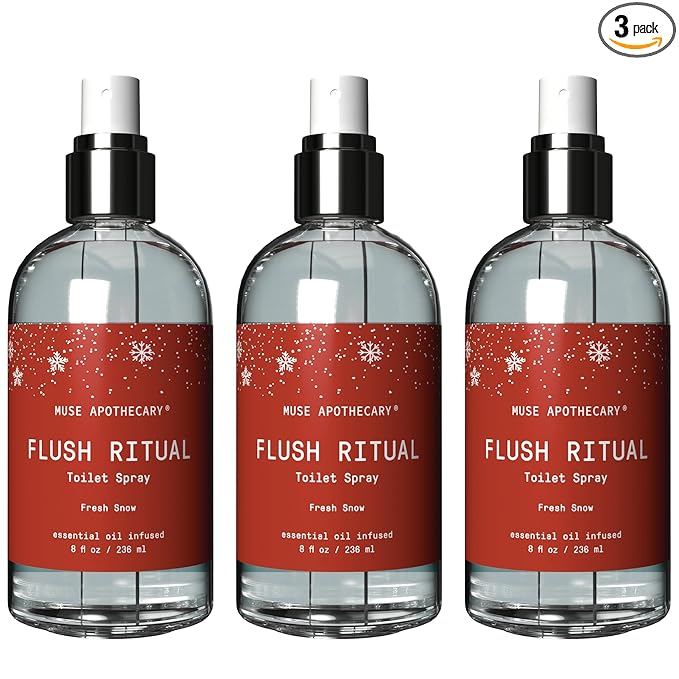 Muse Apothecary Flush Ritual - Aromatic & Refreshing Toilet Spray, Use Before You Go, 8 oz, Infused with Natural Essential Oils - Fresh Snow, Pack of 3