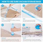 AKLL7S Vacuum Storage Bags, 10 Pack Space Saver Bags (2 Jumbo/4 Large/4 Medium) Vacuum Seal Bags for Clothing, Comforters, Blankets, Travel(Hand Pump Included)
