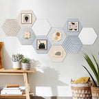 10PCS Hexagon Cork Board Tiles Alternative - 12x10 Inch Frameless Felt Bulletin Board for Wall, Adhesive Cork Board Tiles for Office & Home Decor, Sound Absorbing Pin Boards for Walls & Photos