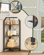 CHOEZON 3-Tier Corner Shelf, Industrial Corner Bookshelf, 35.4" Storage Stand, Plant Stand Display Shelf, Bookcase for Bedroom, Living Room, Home Office, Rustic Brown and Black TCJ03BF