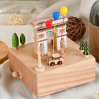 Natural Solid Wood Handcrafted Beech Wooden, Musical FigureTotoro/Carousel/Fairy/Ballerina Figurine,Rotating Hand Crank Mechanism Music Box,Musical Decorations (Arc de Triomphe)