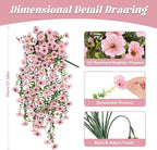 Artificial Hanging Flowers for Outdoors, UV Resistant 2PCS Fake Silk Flowers for Outside, Realistic Faux Plants for Hanging Baskets, Planters - Porch, Patio, Yard Décor (Pink)