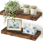 Vivelove Bathroom Floating Shelves for Wall 16 inchs Long, Display Shelves with Invisible Brackets for Living Room, Bedroom, Kitchen, Shelves Over Toilet Farmhouse Home Decor - Set of 2, Rustic Brown