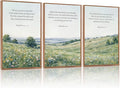 KAlRNE Natural Christian Framed Canvas Wall Art Set of 3(24”X36”),Religious Bible Verse Wall Decor,Vintage Inspirational Scripture Painting,Botanical Green Art Prints For Living Room Bedroom Church