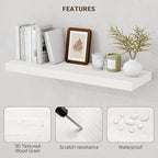 Acovy 36 Inch Floating Shelves, 36"x9.25"x1.5" Inch Deep Floating Shelves for Wall, Wooden Shelves for Bathroom, Bedroom, Living Room, Cream White Oak, 2 Pieces