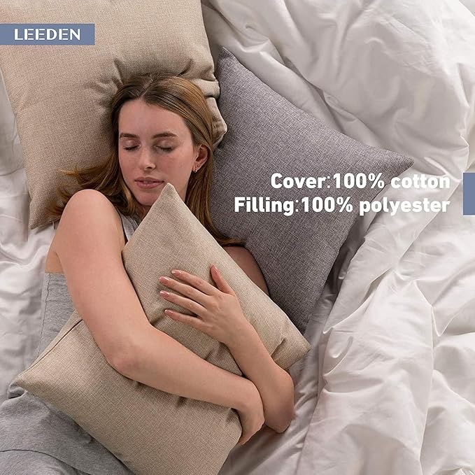 Leeden 30 x 30 Pillow Inserts (Set of 2) - Throw Pillow Inserts with 100% Cotton Cover - 30 Inch Square Interior Sofa Pillow Inserts - Decorative Pillow Insert Pair - White Couch Pillow
