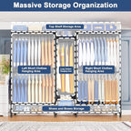 Ulif E12C Pro Heavy Duty Closet Organizer System，Freestanding Clothing Rack, Adjustable Garment Rack 71" W x 16" D x 76.5" H Holds 960 lbs, Black Rack with Black Dustproof Cover