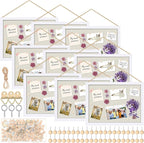 Teling 9 Pack Wood Bulletin Boards with Linen 12''x 16'' Cork Board for Walls with 90 Pushpin Decorative Wood Framed Display for School Office Home Decor (White)