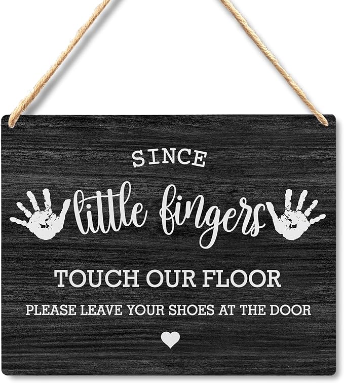 Wall Pediments Shoes Off Sign - Please Take Your Shoes Off, Front Door Welcome Sign (Black)
