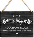 Wall Pediments Shoes Off Sign - Please Take Your Shoes Off, Front Door Welcome Sign (Black)