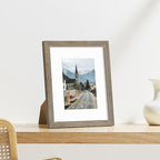 Vittanly 8x10 Picture Frames Set of 9, Shatter Resistant Plexiglass, Display 5x7 Pictures with Mat or 8x10 without Mat, Photo Frames for Wall or Tabletop, Engineered Wood, Grayish Brown