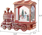 Musical Christmas Snow Globe Lantern Battery Operated with 6 Hour Timer Spinning Water Red Train Singing Lighted Snow Globe Lamp Holiday Decoration Gift(Snowman, 10.6 x 4.3 x 8.3 Inches)