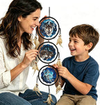 Remorelt Wolf Dream Catchers，3-Layer Circle Wall Hanging with Different Wolf Art for Wolf Lover Room Decor,Ideal Bedroom Wolf Home Decor,Dream Catcher for Boy Kids(DC01 6Inch Wolves)