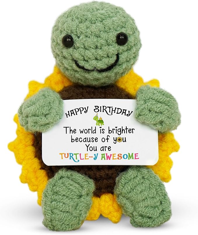 OASSIE Birthday Gifts for Women - Turtle Positive Crochet Animals, Emotional Support Crochet - Turtle Gifts for Women Birthday Unique, Emotional Support Crochets