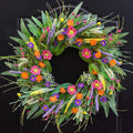 Spring Wreaths for Front Door 24 Inch - Outdoor Spring Summer Wreath with Wildflower and Green Leaves,Front Door Wreath for Farmhouse Home Porch Wall Decor