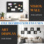 DOLLAR BOSS Felt Cork Board Tiles, 6 Packs 12" x 12" 1/2" Thick Cork Bulletin Board Self Adhesive Acoustic Panels Soundproof Corkboards for Walls with 60 Pushpins for Home Office Kitchen School, Black
