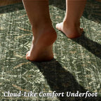 Washable 5x7 Area Rugs for Living Room, Boho Non-Slip Vintage Distress Rugs for Bedroom Dining Room Nursery Office, 0.3" Neutral Oriental Throw Thin Carpet with Cushioning Pad, Grass Green/Multi