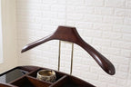 Proman Products Milan Valet Stand with Drawer, Top Tray, Contour Hanger, Trouser Bar, Tie & Belt Hooks and Shoe Rack - VL16226, Dark Walnut