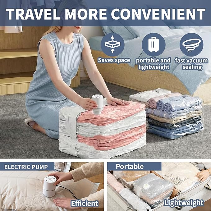 10 PACK Cube Vacuum Storage Bags,Large Cube (19.6 * 27.5 * 11.8 Inch),Electric Pump， Extra Large Vacuum Seal Bags for Clothing, Comforters, Blankets, Bedding, Closet Organization Space Saving