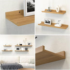 Boswillon 35.3 Inches Long Floating Shelves, 2 Set Rustic Wall Shelf for Bedroom, Nursery Book Shelf with Lip, Picture Ledge Shelf for Wall Decor Living Room Bathroom Kitchen - Oak