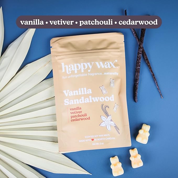 Happy Wax Vanilla Lovers Collection: Natural, Non-Toxic Scented Soy Wax Melts – Total 6oz Variety Pack: Vanilla Bean Latte, Vanilla Sugar, Vanilla Sandalwood