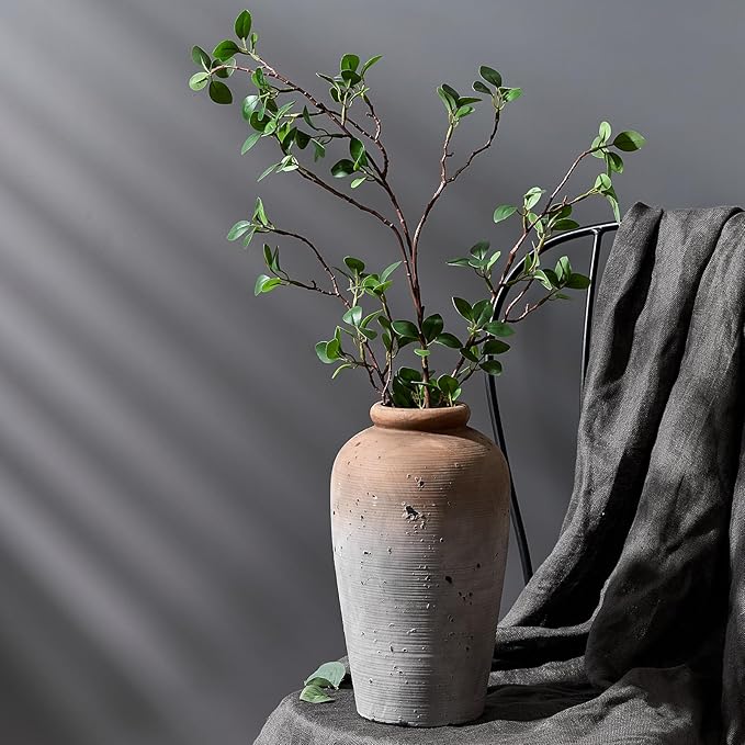 Emotionally Grounded Vase, Vaseking Large Ceramic Rustic Vase, 11 inch Minimalist Decorative Farmhouse Tall Vases for Home Decor, Living Room, Enterway, Table Decoration, Brown