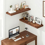 Vivelove 36" Floating Shelves for Wall, 12 inch Deep Display Shelves with Invisible Brackets, Long Shelf for Living Room Bedroom, Farmhouse Rustic Shelves Home Decor, Set of 2, Rustic Brown