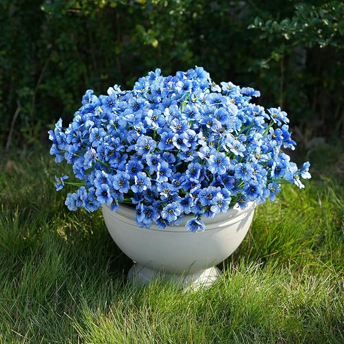 24 Bundles Artificial Flowers for Outdoor Faux Plants for Spring Summer Decoration, UV Resistant Realistic Silk Plastic Fake Flowers Garden Porch Patio Balcony Yard Front Home Decor