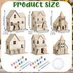 Thyle 6 Set Christmas Wooden House Kit for Craft DIY Christmas Village Unfinished Wooden Gingerbread House Make Your Own 3D Houses Xmas Painting Gift Craft Activity Creative DIY Art Decoration Project