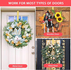 12” Wreath Hanger Over the Door Hooks, Non Scratch Wreath Door Hanger Hooks for Hanging Welcome Sign, Metal Wreath Hangers for Front Door Decor, Thin Door Hanger for Easter Christmas Home Decoration