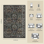Floral Entryway Rug, 2x3 Kitchen Rugs Non Slip Washable Traditional Design Vintage Floral, Soft Door Mat Indoor Entrance, Ultra-Thin Easy Clean Small Throw Carpet for Bedroom Bathroom