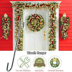 12" Wreath Hangers for Front Door,2 Pack Wreath Door Hanger,Non Scratch Over The Door Hooks Halloween Christmas Easter Decorations Welcome Sign for Front Door Décor, Slim Hangers