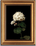 Gold Framed Moody Flower Canvas Wall Art White Hydrangea Living Kitchen painting Decor Pictures Bedroom Vintage Plant Floral Posters Prints for Corridor Classroom Bedroom Woman Room Decoration