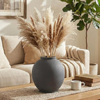 Black Ceramic Large Vase - 11 Inch Round Modern Ceramic Vases,Tall Vase for Decor Living Room Table Decor and Festive Home Interiors