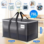 4 Pack Moving Bags Heavy Duty, Moving Boxes, Storage Bags with Zipper & Handles & Tag for College & Dorm Moving Supplies Grey Laundry Hamper Bag, Foldable Space-saving Totes (76L, Grey)
