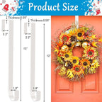 4 Pack 12" &15" Wreath Hangers for Front Door, Over The Door Wreath Hanger Halloween Decorations Wreath Hook for Hanging Christmas Easter Fall Decoration, Welcome Sign Holder (White)