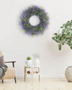 DDHS 24inch Lavender Wreath for Front Door, Window, Porch, Spring Summer Artificial Wreaths All Seasons Farmhouse Indoor Outdoor Decor-pulpre