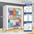 P8C Max Heavy Duty Clothes Rack（With Extended Width Design） Rolling Clothing Racks for Hanging Clothes with Lockable Wheels，51.2"W x 15.8"D x 80.5"H，Load 700LBS，White Rack with White Cover
