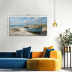 Beach Wall Art Coastal Wall Decor Nautical Ocean Canvas Picture Nature Boat Seagull Seascape Prints Artwork Bathroom Decor Rustic Seaside Scenery Painting Living Room Bedroom Home Decoration 24x48"
