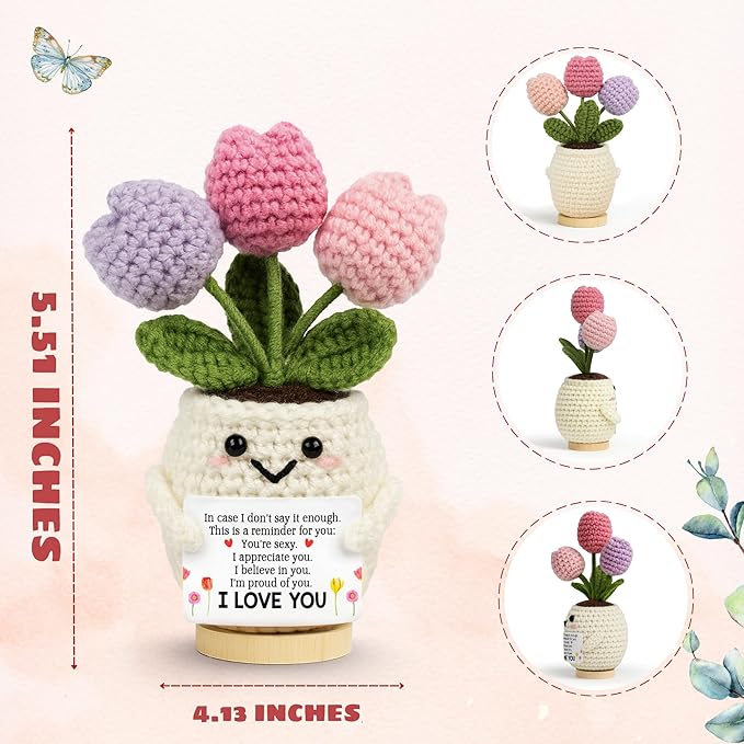 Anniversary Wedding Gifts for Wife - Mothers Day Birthday Gift for Her, Girlfriend, Wife - Love Romantic Gift Ideas for Her Him, Girlfriend Boyfriend - 5.51'' x 4.13'' Cute Crochet Love