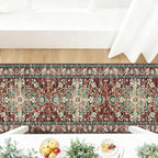 U'Artlines 3' x 14' Boho Hallway Runner Rug, Rust Non Slip Washable Vintage Farmhouse Accent Rug Carpet for Kitchen Entryway Laundry and Living Room (Rust＆Teal)
