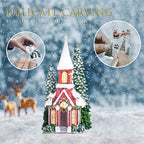 Christmas Snow Globes, 9.37" Church Glitter Water Lantern with Song, 6H Timer Battery & USB Powered Music Box for Christmas Decorations Indoor