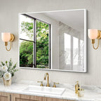 BONEWEI White Bathroom Mirror,30x36 inch Wall Mirror for Bathroom Wall Mounted,Rectangle Mirror for Bathroom Over Sink,Modern Metal Frame for Living Room,Bedroom Entryway,Horizontal/Vertical