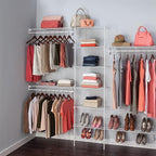 ClosetMaid 5037 5Ft. To 8Ft. Fixed Mount Closet Organizer Kit, White