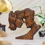 BGCOPPER Wooden Couple Statue, Abstract Couple Sculptures Ornament for Home Decor Women Gift for Anniversary Wedding (8 Inch)