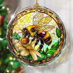 Stained Glass Bee Ornament - Christmas Tree Decoration, Gift Idea