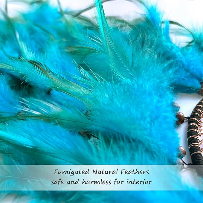Dream Catchers, Dream Catcher Tree of Life Wall Decor, with Natural Healing Crystal Stone, Perfect Turquoise Handmade Dreamlike Dream Catcher for Bedroom Art Craft Gift