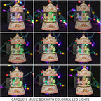 Carousel Music Box for Kids Girls with Colorful Led Lights Luxury Musical Carousel Horse Figurines for Birthday Valentines